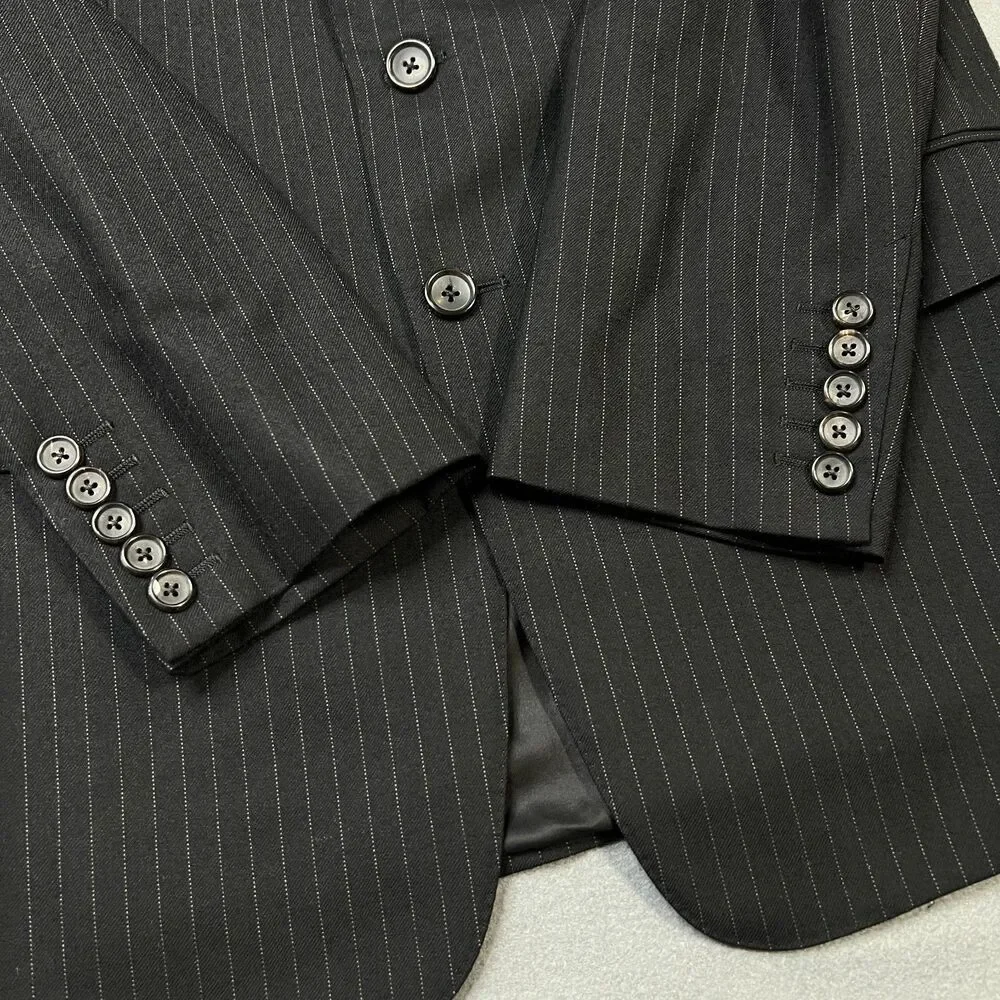 Gucci Tom Ford Blazer Mens Size 48R Black 100% Wool Pinstripe Notch Lapel